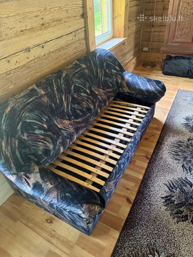 Spalvingo švelnaus gobeleno sofa-lova - nuotraukos Nr. 4