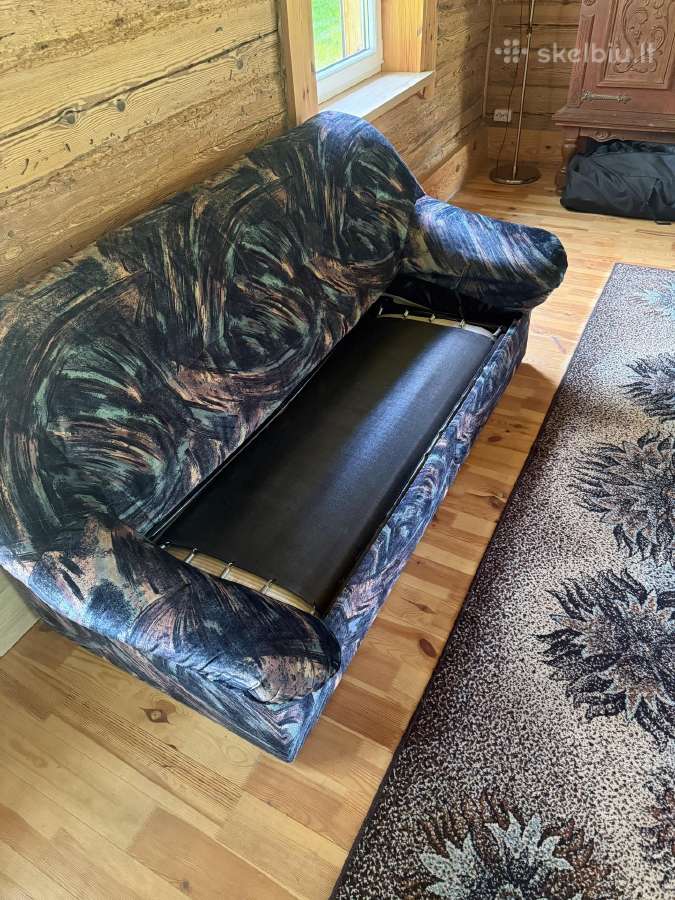 Spalvingo švelnaus gobeleno sofa-lova - nuotraukos Nr. 5
