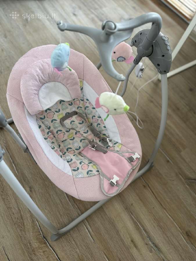 Vaikiškos sūpynės su lopšine 4 in 1, rožinės