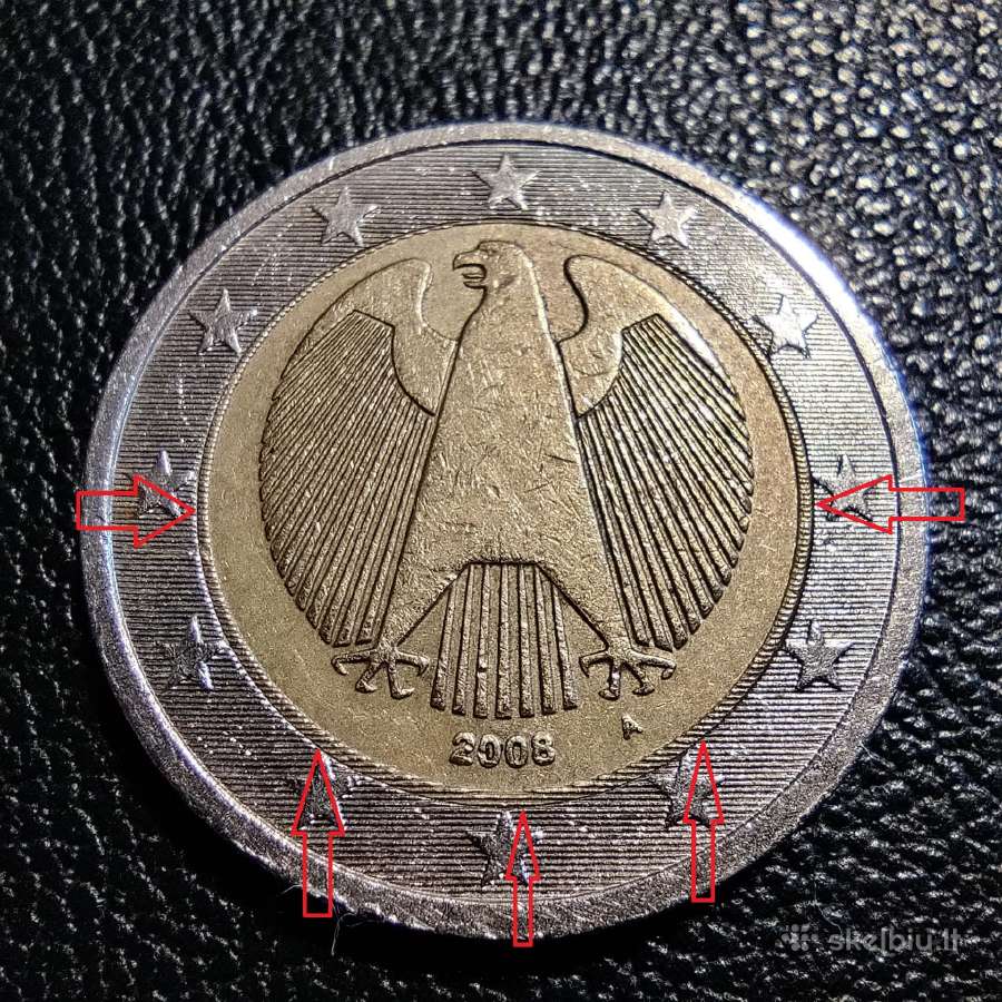2 eurai 2008 A - Vokietija - su kalimo klaida