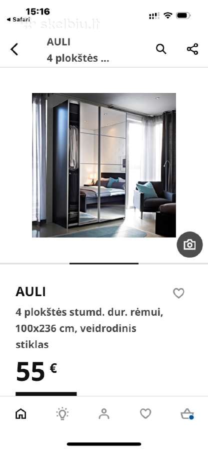 Veidrodinis Auli 4 plokštės stumdomų durų rėmui - nuotraukos Nr. 2