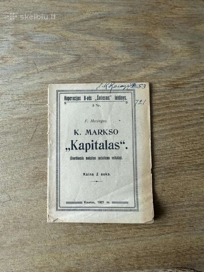K. Markso ,kapitalas 1921 m.