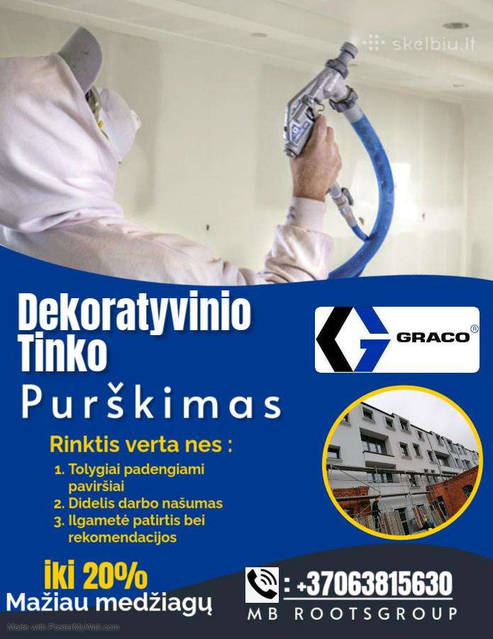 Fasadų apdaila - Dekoratyvinio tinko purškimas