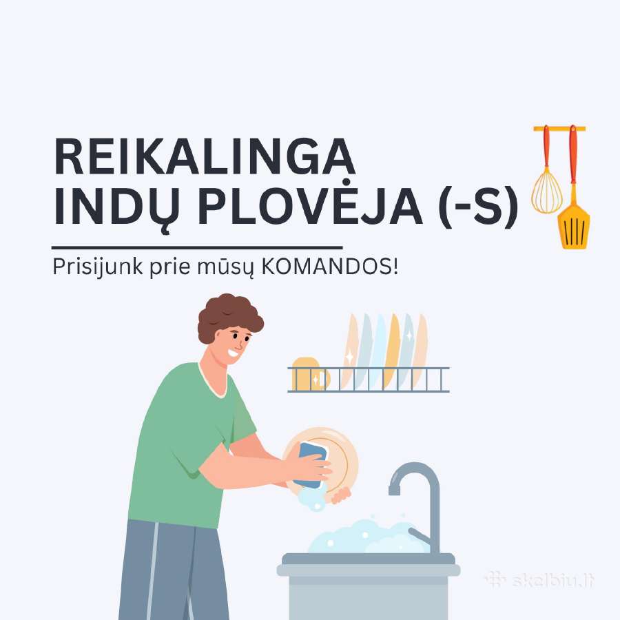Ieškome indų plovėjos (-o)