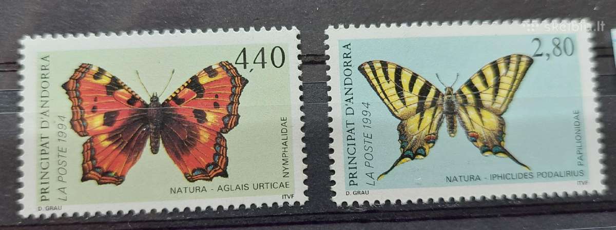Andora(prancūzu) 1994 drugeliai, švarus, Michel Nr