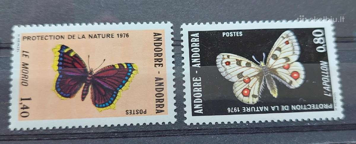 Andora(prancūzu) 1976 drugeliai, švarus, Michel Nr