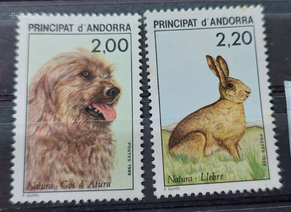 Andora(prancūzu) 1988 šuo,kiškis,drugelis, švarus,