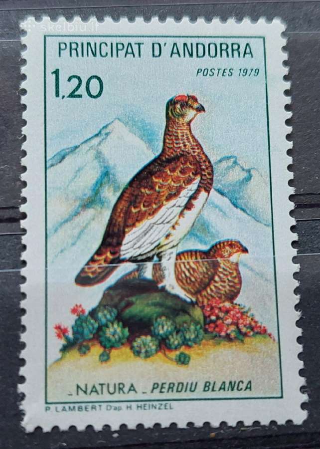 Andora(prancūzu) 1979paukštis, švarus, Michel Nr.2