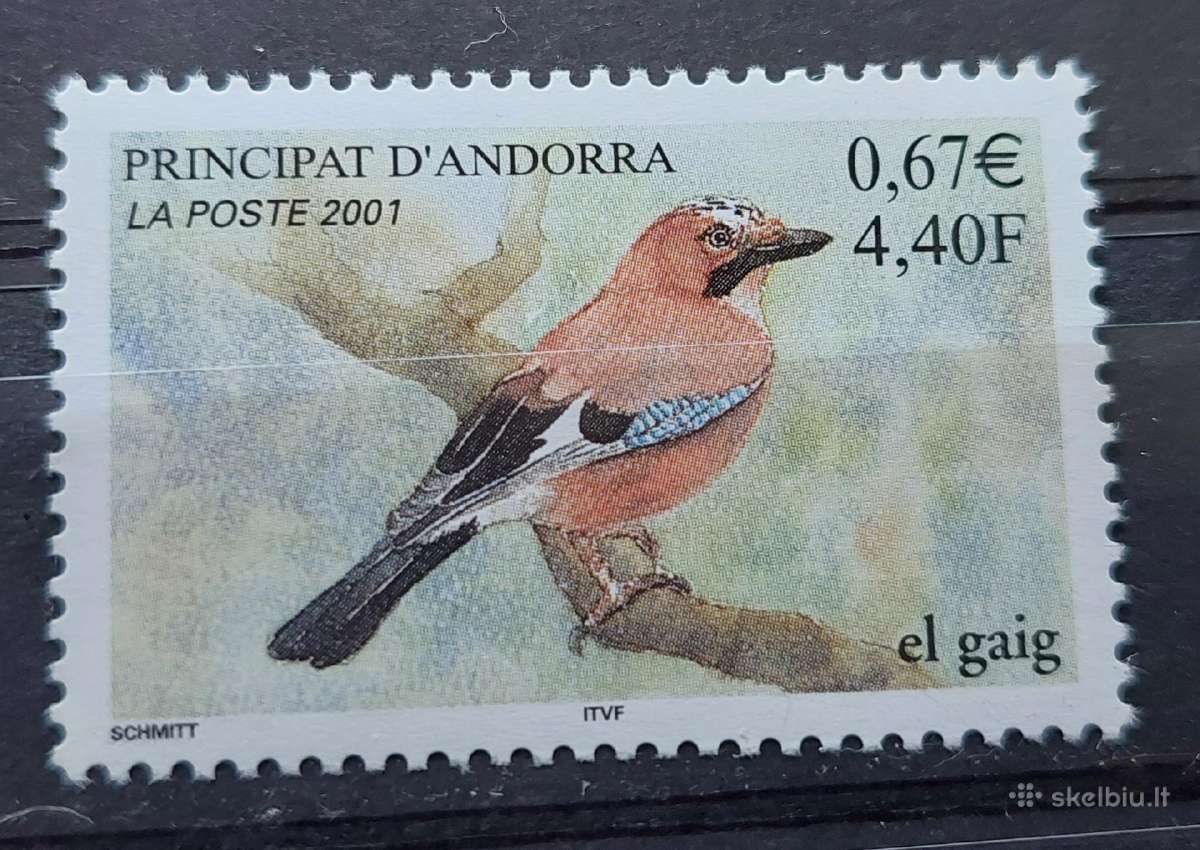 Andora(prancūzu) 2001paukštis, švarus, Michel Nr.5