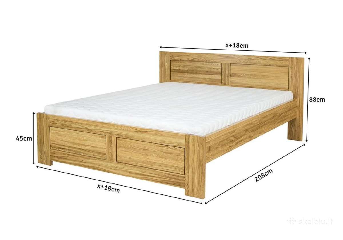 Ąžuolinė lova masyvas 160x200 Vilnius 1218€ - nuotraukos Nr. 3