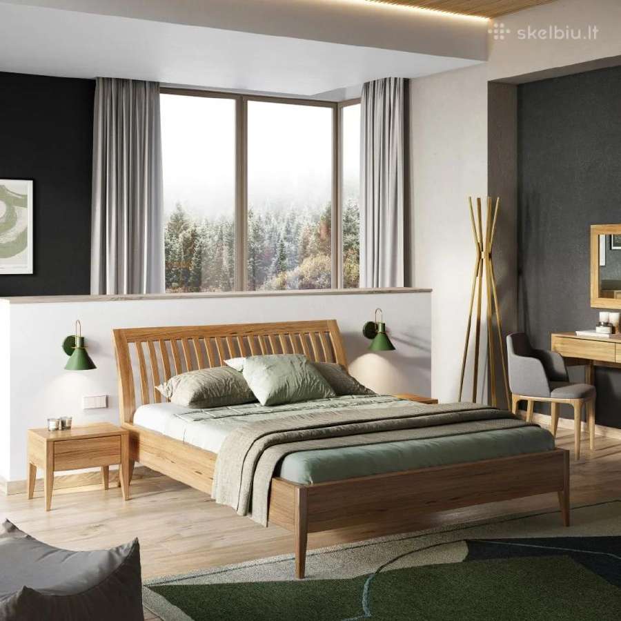 Ąžuolinė lova masyvas 160x200 Vilnius 1218€ - nuotraukos Nr. 4
