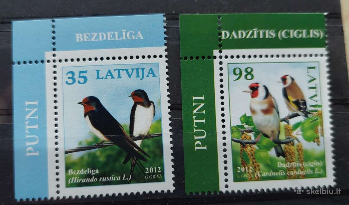 Latvija 2012 paukščiai. švarus Michel Nr.836-837