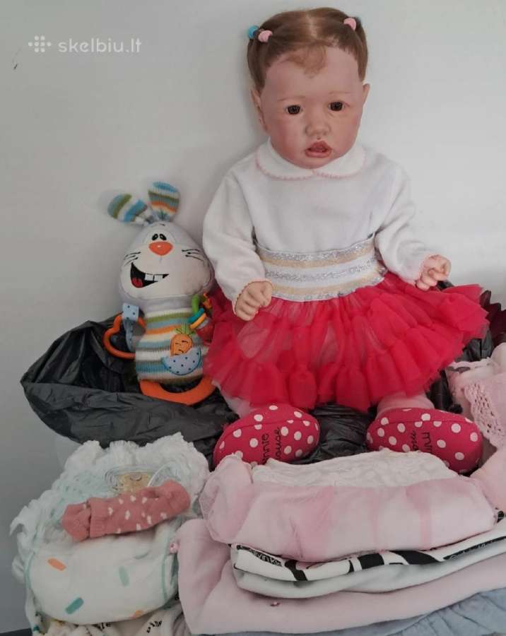 Didelė reborn tikroviška lėlė su visu kraičiu