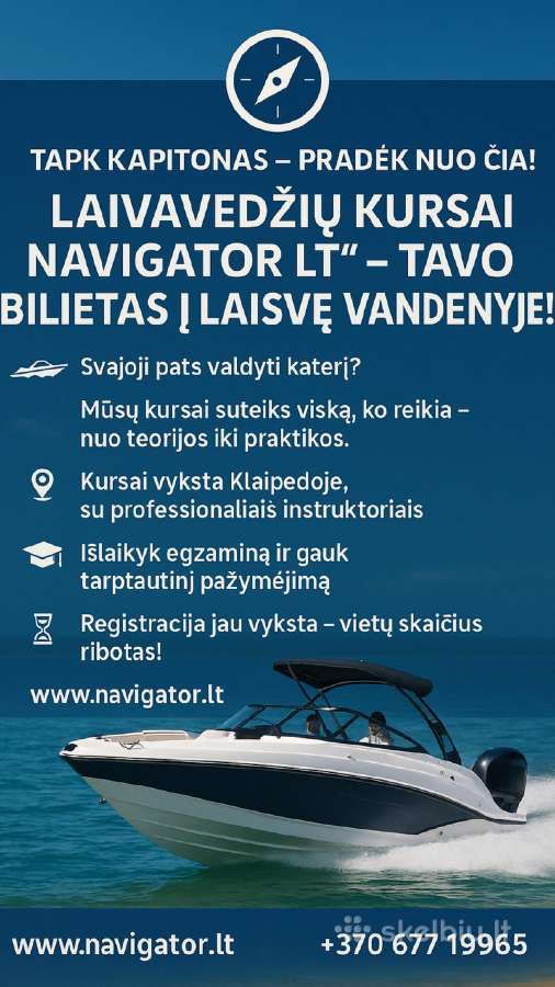 Laivavedžių kursai - nuotoliniai mokymai