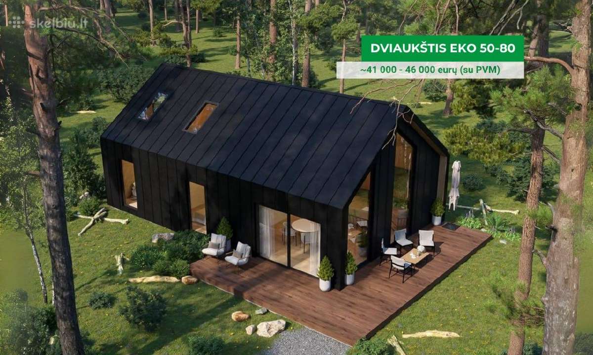 50,80 ir 120m2 namas su pamatais. 32.000 su PVM!