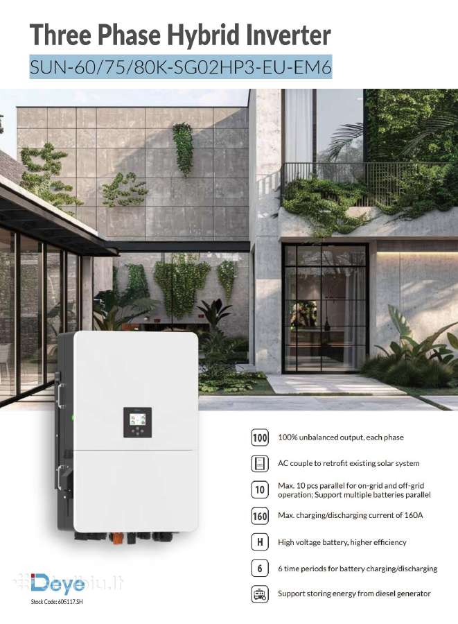 Deye Sun-80k-sg02hp3-eu-em6 Hv hibridinis 80kw