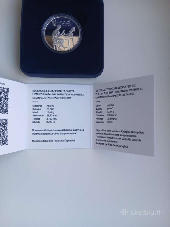 2023 Lietuva Proof 5 eur moneta skirta katalikų. - nuotraukos Nr. 2