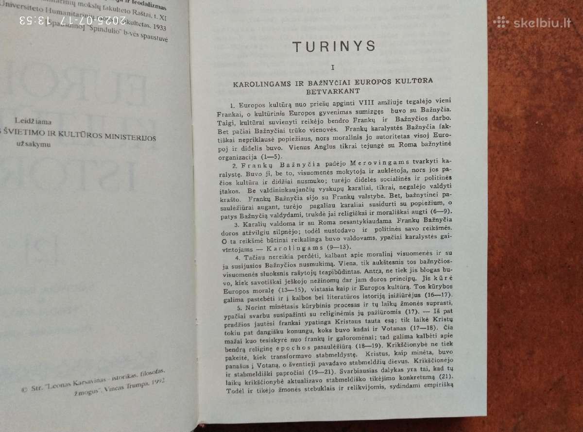 L. Karsavinas "Europos kultūros istorija" 1990 m. - nuotraukos Nr. 16