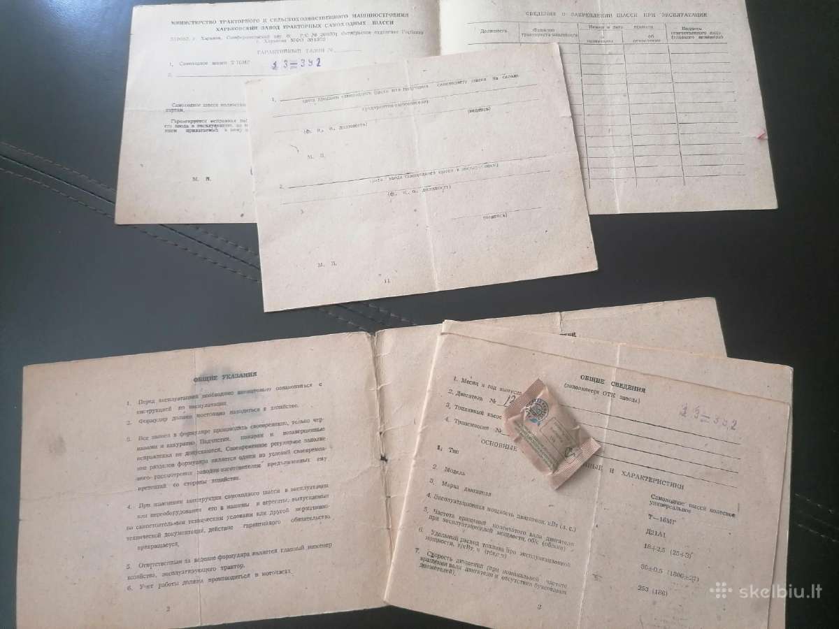 Traktoriaus T 16 mg formuliaras