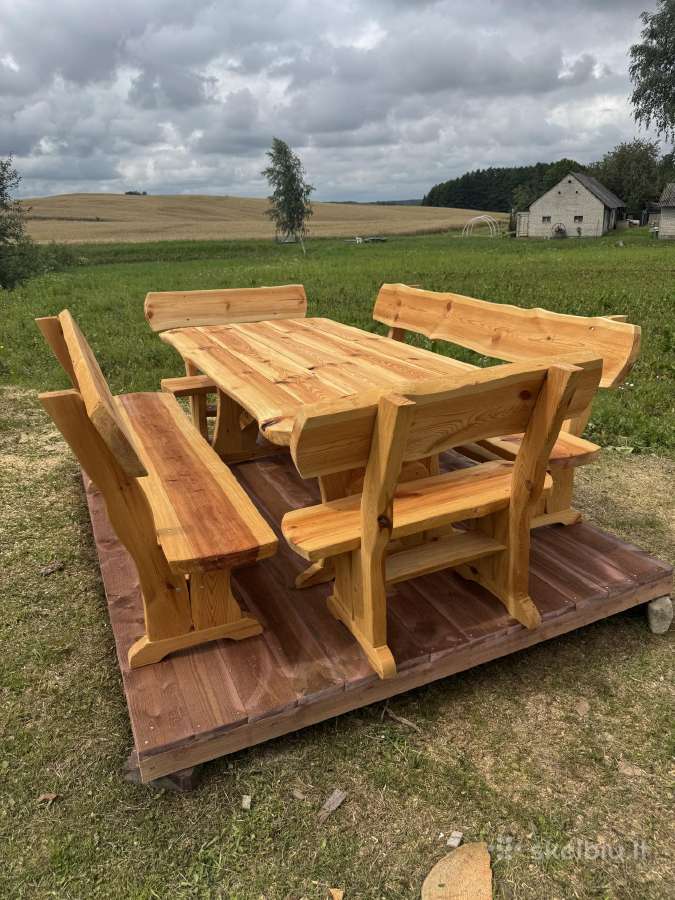 Lauko baldai pusiniai ir azuoliniai