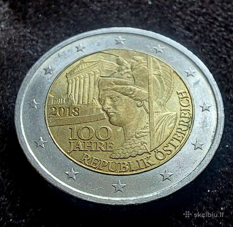 2€ eurai moneta 2018 Austrijos Respublikos 100 m