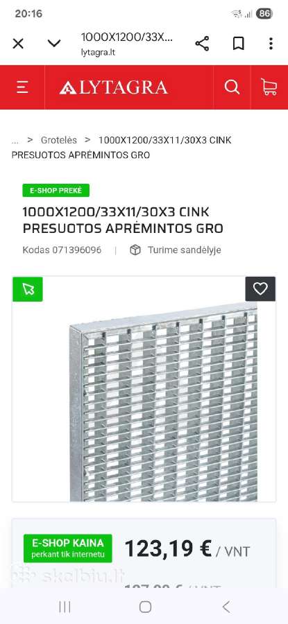 70eurų, Presuotos grotos