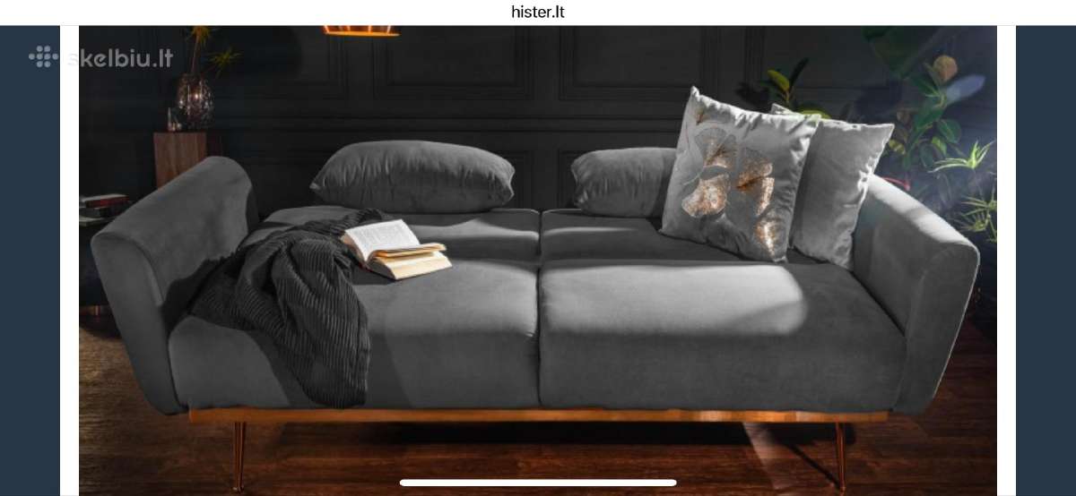 Elegantiška aksominė sofa-lova - nuotraukos Nr. 4
