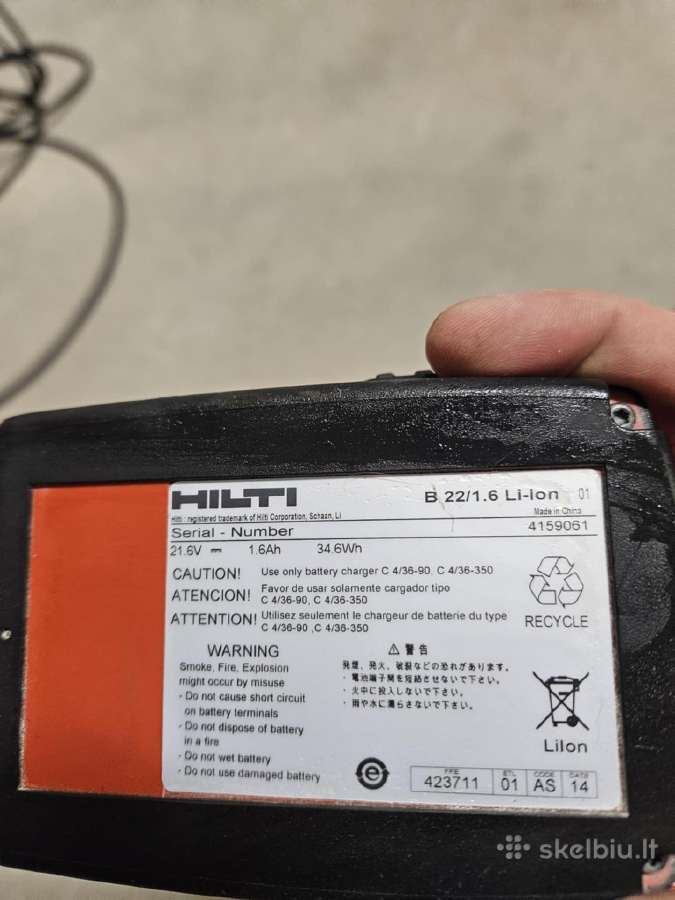 Hilti Suktukas + 2 Baterijos Ir Pakrovejas - nuotraukos Nr. 5