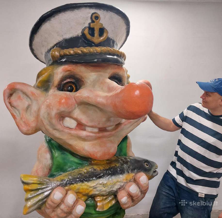 Skulptūra Trolis Žvejis 2,2m atspari drėgmei