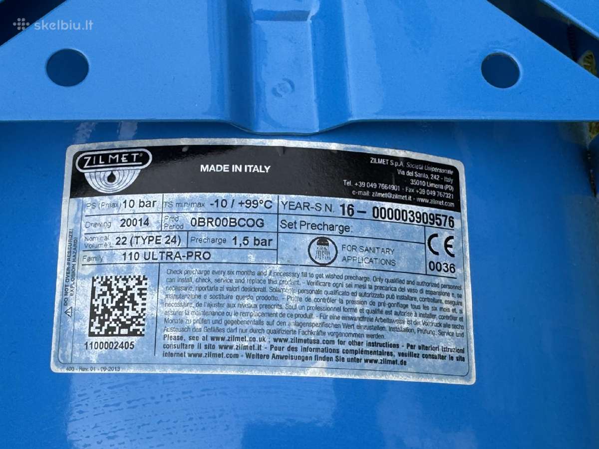Išsiplėtimo indas 22 L Zilmet 110 Ultra-pro - nuotraukos Nr. 2