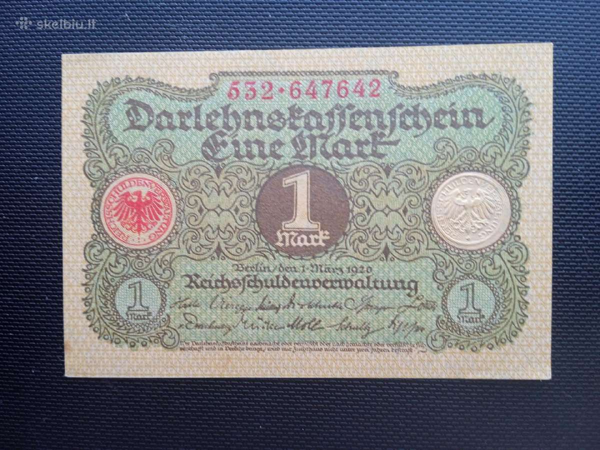 1 marke 1920m Unc Vokietija.