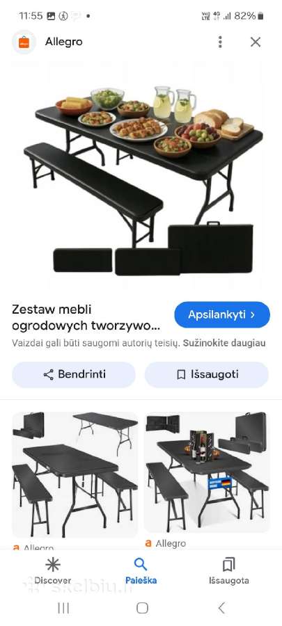 Sulankstomas stalas su suolais - nuotraukos Nr. 2