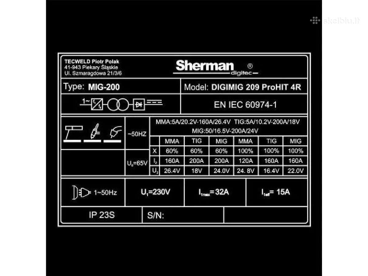 Sherman Digimig 209 Prohit 4r sinerginis suvirinim - nuotraukos Nr. 8