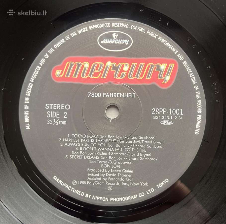 Bon Jovi 7800 Fahrenheit Japonija vinilas - nuotraukos Nr. 4