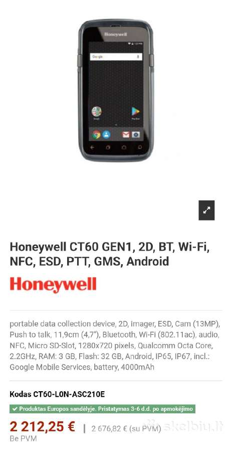 Honeywell Ct60 - nuotraukos Nr. 7