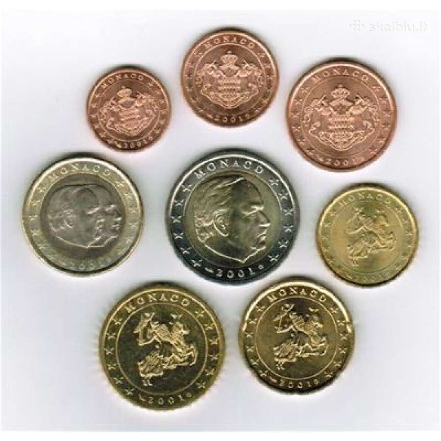 Monako apyvartinių monetų rinkinys 2001 metu Unc