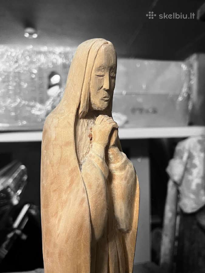 Marija Skausmingoji – medinė skulptūrėlė 36 cm - nuotraukos Nr. 5