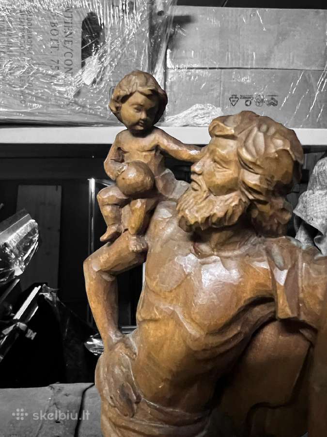 Medinę skulptūrą – Šv. Kristoforas su Jėzumi - nuotraukos Nr. 5