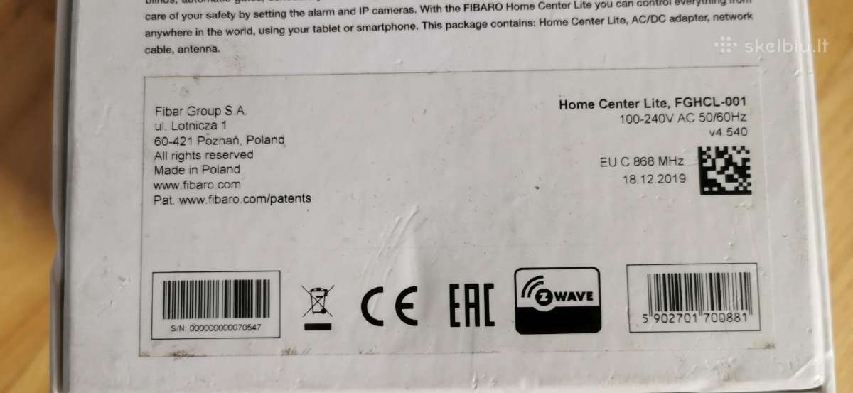 Išmanių namų centralė Z-wave Fibaro Home Center - nuotraukos Nr. 3