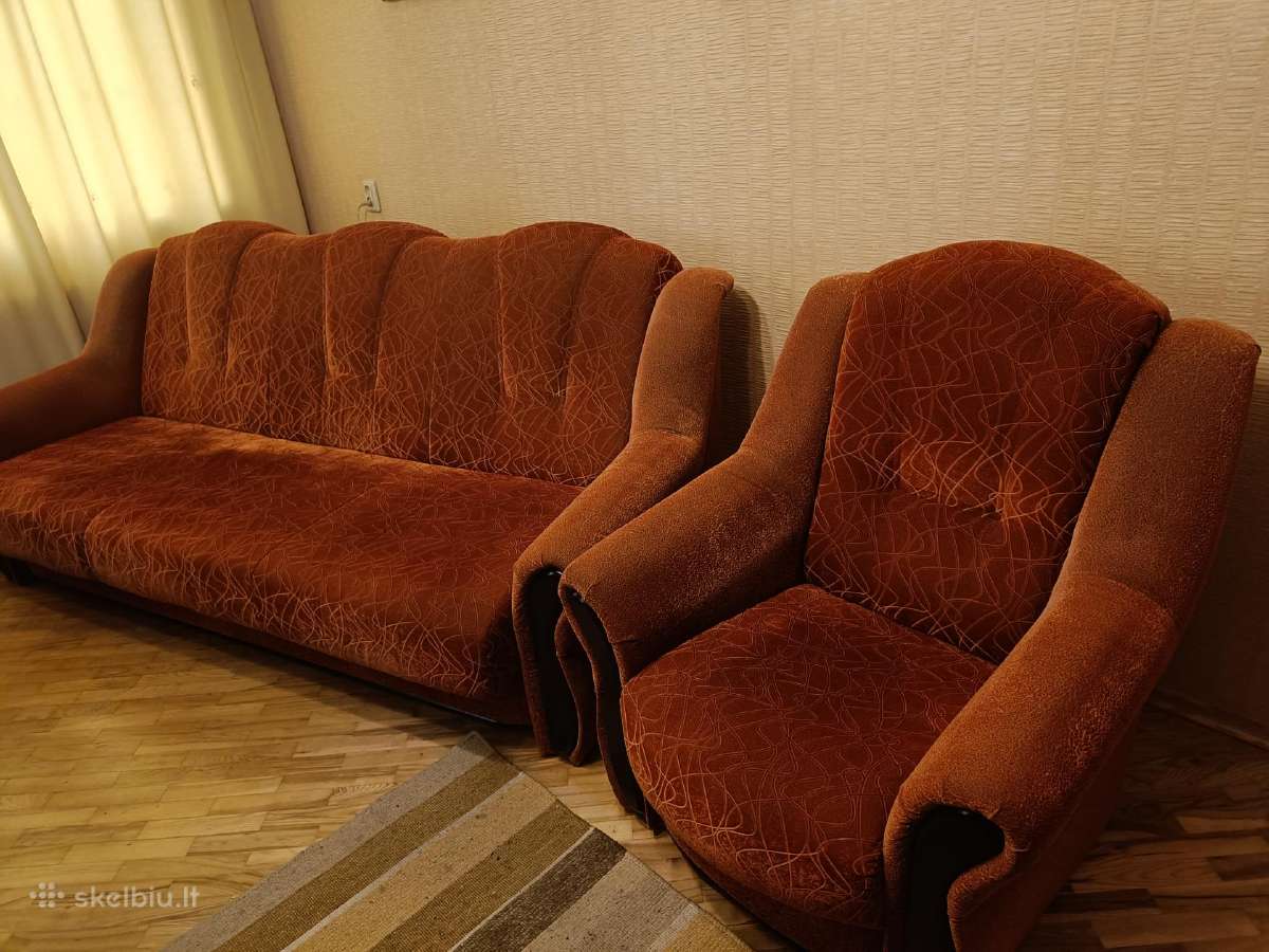 Sofa (su miegojimo funkcija) + Fotelis - Skelbiu.lt
