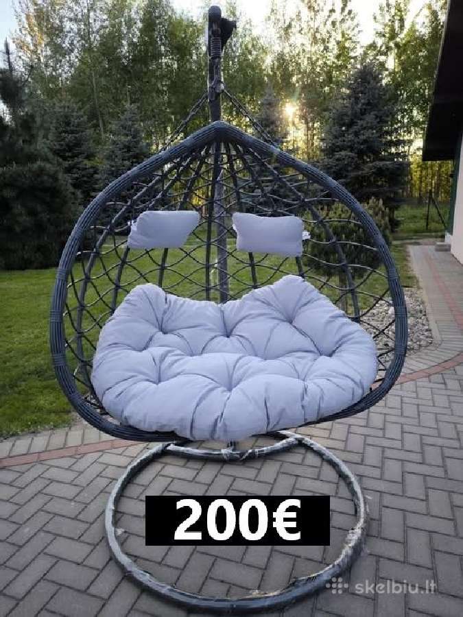 Dvigubas pakabinamas krėslas Antracito