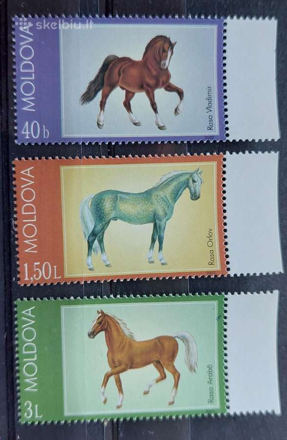 Moldova 2002 arkliai, švarus Michel.nr. 443-445