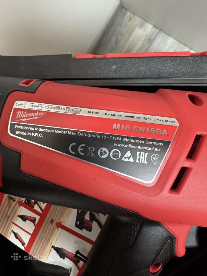 Milwaukee akumuliatorinė viniakalė M18 Fn15ga-0x - nuotraukos Nr. 3