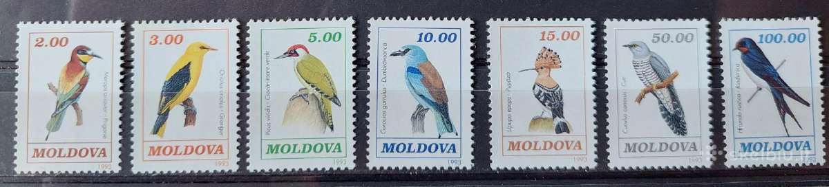 Moldova 1993 paukščiai , švarus Michel.nr.56-62