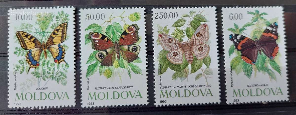 Moldova 1993 drugeliai , švarus Michel.nr 77-80