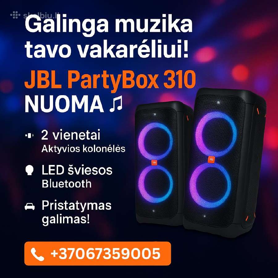 Jbl partybox 310 Kolonėlės, kolonėlių nuoma - nuotraukos Nr. 2