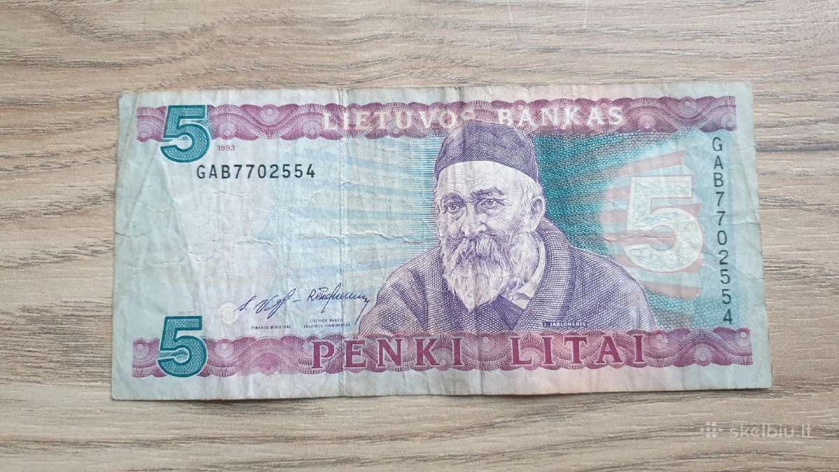1993 metų 5 litai Jablonskis