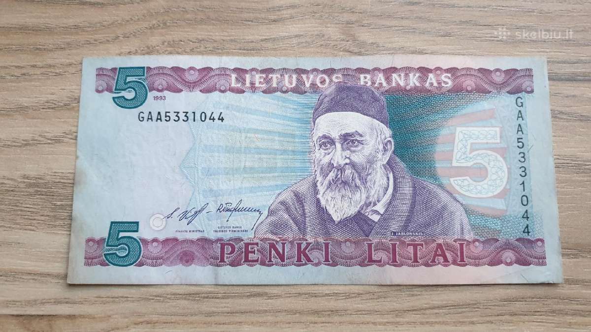 1993 metų 5 litai Gaa serija Jablonskis