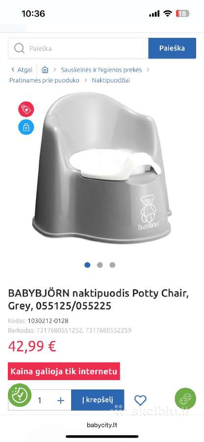 Babybjörn naktipuodis