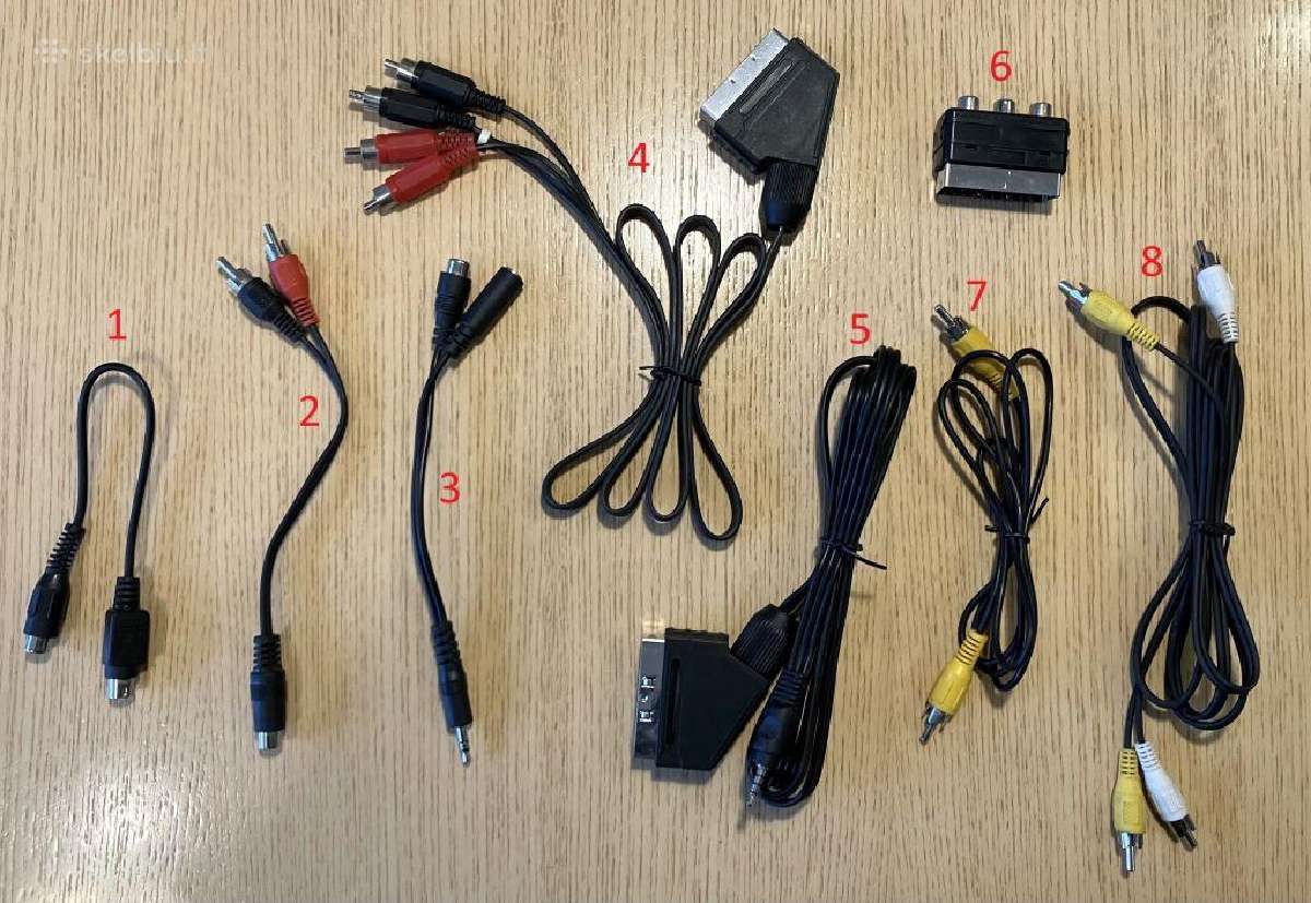 Įvairūs video kabeliai (Scart, S-video, Rca)